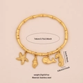 Bracciale in acciaio inossidabile dorato stile bambù con ciondoli a forma di stella marina - Stile Bamboo Tema Cavalluccio Marino Balena (6#)