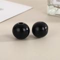 Pair of 16mm polished black painted wood beads for DIY jewelry and tassel making - Black