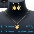 Conjunto de joyas de acero inoxidable dorado con luna y estrellas en busto negro - Dorado