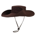Quick-dry wide brim outdoor sun hat in dark brown with chin strap and side snaps - 12cm Large Brim / Coffee