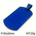 Polished dark blue stainless steel dog tag military ID plate 50x28mm variant - Large (Pendant Only) / Blue
