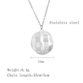 Silver stainless steel music necklace featuring an engraved guitar pendant for musicians - Round Guitar Tai Chi (LN1825 Silver)