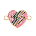 Ciondolo a cuore in smalto rosa con glitter e motivo a fulmine colorato per gioielli DIY - Cuore di Fulmine Rosa