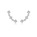 Elegant S925 sterling silver curved crawler earrings with white cubic zirconia stones - MME767-1 Silver Curved Crawler
