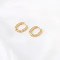 Polished gold oval huggie hoop earrings in minimalist 304 stainless steel design - 3*14*17.5mm / Gold