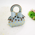Light blue gift box with gold polka dots and bow tie, elegant wedding candy bag design - Light Blue Polka Dot