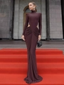 Elegante chocolade fishtail jurk met taille-uitsparingen en geplooide details stijl - S / koffiekleur