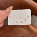 Set of 3 pairs of round white pearl stud earrings in varying sizes with S925 silver needles - Classic Pearl Set