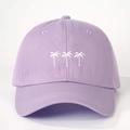 Light purple cotton baseball cap featuring three white coconut tree embroidery designs - One Size / Purple (White Coconut Tree)