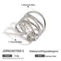 Polished silver stainless steel spiral ring with dimensions 1.40cm height and 3.2g weight - Multilayer Spiral Wrap Style (JDRW2407008-S)