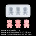 Silicone mold with 3 cute sitting bear shapes for DIY candles and chocolate making - Standing Bear (B1126) / Clear