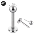Orecchino labret in titanio G23 massiccio con sfera rotonda da 3mm e finitura argento - Sfera / 1.2*8mm