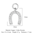 Silver horseshoe pendant in copper and cubic zirconia measuring 13 x 10 mm - Silver Horseshoe
