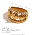 Dreilagiger Strass Perlen Gedrehter Ring-Gold-US 7