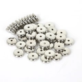 Cuentas espaciadoras de disco CCB plateadas para la fabricación de joyas artesanales - Diámetro 10mm x Espesor 3mm / Chapado en K Blanco