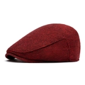 Casquette gavroche classique en laine mélangée à chevrons rouge et noir élégante - Bordeaux