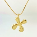 Polished gold balloon style four-leaf clover pendant necklace with box chain - Letter X / Gold