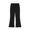 Detail view of high-waist black flare trousers with elegant drape and flared hemline - XS / Pants / Black