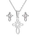 Détails d'une parure en argent avec collier pendentif et boucles d'oreilles nœud celtique - Style de Nœud Celtique (046) / Acier