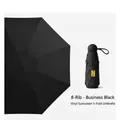 Portable 8-rib business black mini folding umbrella with UPF50+ sun protection coating - Obsidian Black (Plain Large)
