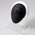 Black silicone nipple piercing model on acrylic stand for jewelry display and training - Black-Nipple