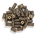 Macro view of gold metal beads with black rhinestones for DIY jewelry making - Black