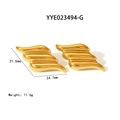 Minimalistische 18k Gold-Flügelohrringe mit geschichteter Wellenstruktur und Politur - Goldener Stil (YYE023494-G)