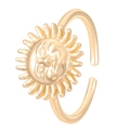 Bohemian gold sun face embossed open ring featuring celestial sunburst detailing - KC Gold Sun Face Relief Style (K-119)