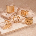 Five-piece set of chunky gold geometric irregular metal rings for minimalist fashion - Gold (5-Piece Set)