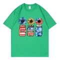 Grass green cotton t-shirt featuring American sunflower illustration and text print - Green