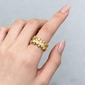 Exquisite gold open ring with irregular molten lava texture and high-end finish - Light KC Gold