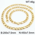 Ensemble collier et bracelet maille Figaro dorée 7,5mm en acier inoxydable - 7.5mm Or