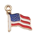 Enamel USA flag hat charm with gold finish and patriotic colors for jewelry making - Enamel US Flag / 17x17mm