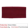 Detailed view of burgundy ribbed knit headband showing 19.5cm x 8.8cm product dimensions - Red