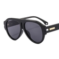 Classic black oversized aviator sunglasses with sleek gold metal accent on the temple - C1 Black Frame Grey Lens