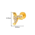 Golden bird-shaped titanium earring with cubic zirconia studs and size measurements - Gold Bird Style (T2522-6#金) / 1.2*8mm