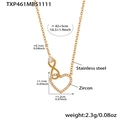 Detailed size specifications for infinity heart zircon necklace in 18k gold plated steel - Gold Necklace 42+5cm / Gold