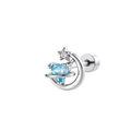 Boucles d'oreilles cœur en titane argenté avec zircon bleu et fermoir à vis sécurisé - Pièce Unique / Zircone Bleu Clair (A484-2)