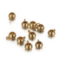 Polierte 18K gold vakuumierte Edelstahl Hohlkugeln mit Ösen für Schmuckherstellung - 6mm Gold (10er Pack)