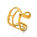 Anillo irregular hueco de acero inoxidable chapado en oro con diseño fluido abierto - Estilo Hueco Irregular / Dorado