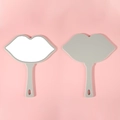 Lip-shaped handheld makeup mirror in stylish grey finish with ergonomic handle - 18*21.5 Large Green