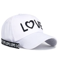 White baseball cap with black LOVE embroidery and branded ribbons for sun protection - Adjustable / White