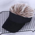 Berretto da baseball nero con parrucca di capelli sintetici grigio marrone - S(54-56cm) / Cachi/Parrucca Mista Marrone Bianco