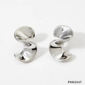 Minimalist S-shaped 316 stainless steel earrings in polished silver finish, model PDE2547 - Streamlined S Earrings (PDE2547) / Silver