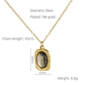 Collana in acciaio inossidabile placcato oro 18k con ciondolo rettangolare iridescente - Collana Rettangolare in Agata Nera(ZG654)