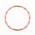 Pink enamel bamboo style hinge bracelet with gold accents for a trendy women's look - Pink