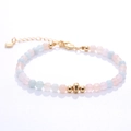 Pastel beaded bracelet with pink and blue stones, gold accents and heart charm - Morganite