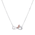 Collana d'argento con ciondolo infinito e farfalla con gemme arancioni e trasparenti - Stile Farfalla Infinito Argento con Gemma Blu