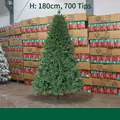 Albero di Natale artificiale verde da 180 cm con 700 rami e base in metallo - 1.8m Lusso Alta Densità (700 Punte)