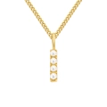 Elegant gold stainless steel clavicle chain necklace with letter I pearl bar pendant - Letter I / Gold